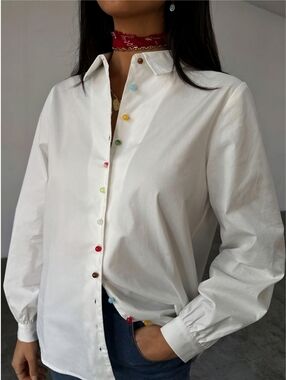 Never Fully Dressed Cotton Rainbow Button Charley Button Up Top, 6